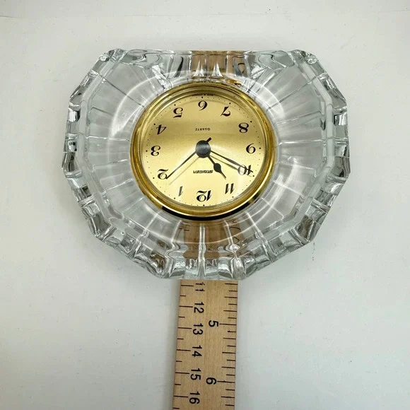 Crystal Desk Clock France Staiger Germany Quartz Cut Glass WORKS w/ Battery - Picture 15 of 16